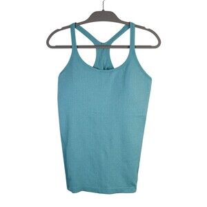 Lululemon Ebb to Street Tank Top Size 12 Teal Blue Ribbed Racerback Yoga